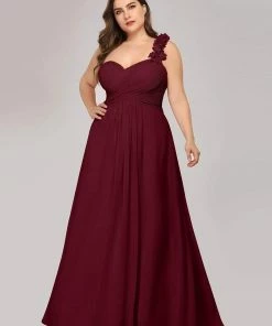 Ever-Pretty US Custom Size Chiffon Sweetheart Pleated One Shoulder Bridesmaid Dress Summer Dresses 2022