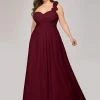 Ever-Pretty US Plus Size One Shoulder Long Chiffon Bridesmaid Dress Summer Dresses 2022