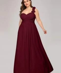Ever-Pretty US Plus Size One Shoulder Long Chiffon Bridesmaid Dress Summer Dresses 2022
