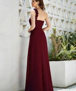 Ever-Pretty US Custom Size Chiffon Sweetheart Pleated One Shoulder Bridesmaid Dress Summer Dresses 2022