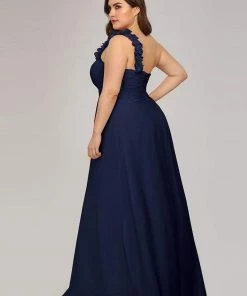 Ever-Pretty US Sweet Pleated Bodice One Shoulder Chiffon Bridesmaid Dress Summer Dresses 2022