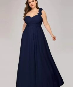 Ever-Pretty US Plus Size One Shoulder Long Chiffon Bridesmaid Dress Summer Dresses 2022