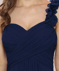 Ever-Pretty US Sweet Pleated Bodice One Shoulder Chiffon Bridesmaid Dress Summer Dresses 2022