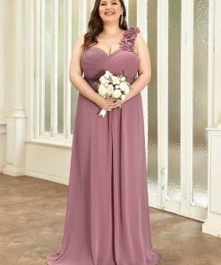 Ever-Pretty US Custom Size Chiffon Sweetheart Pleated One Shoulder Bridesmaid Dress Summer Dresses 2022