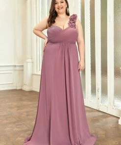 Ever-Pretty US Custom Size Chiffon Sweetheart Pleated One Shoulder Bridesmaid Dress Summer Dresses 2022
