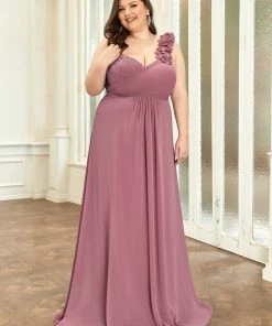 Ever-Pretty US Custom Size Chiffon Sweetheart Pleated One Shoulder Bridesmaid Dress Summer Dresses 2022