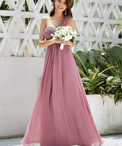 Ever-Pretty US Chiffon One Shoulder Maxi Long Bridesmaid Dresses For Women SHOP BY STYLE