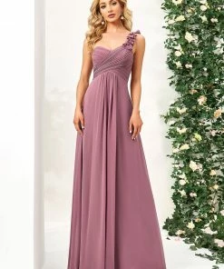 Ever-Pretty US Custom Size Chiffon Sweetheart Pleated One Shoulder Bridesmaid Dress Summer Dresses 2022