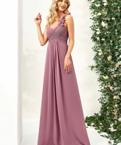 Ever-Pretty US Custom Size Chiffon Sweetheart Pleated One Shoulder Bridesmaid Dress Summer Dresses 2022