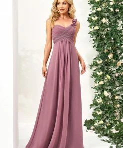 Ever-Pretty US Custom Size Chiffon Sweetheart Pleated One Shoulder Bridesmaid Dress Summer Dresses 2022