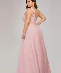 Ever-Pretty US Plus Size One Shoulder Long Chiffon Bridesmaid Dress Summer Dresses 2022