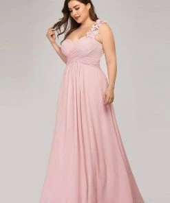 Ever-Pretty US Plus Size One Shoulder Long Chiffon Bridesmaid Dress Summer Dresses 2022