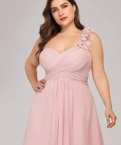 Ever-Pretty US Plus Size One Shoulder Long Chiffon Bridesmaid Dress Summer Dresses 2022