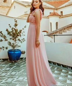 Ever-Pretty US Sweet Pleated Bodice One Shoulder Chiffon Bridesmaid Dress Summer Dresses 2022