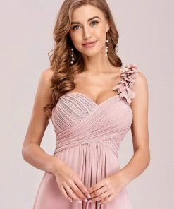 Ever-Pretty US Sweet Pleated Bodice One Shoulder Chiffon Bridesmaid Dress Summer Dresses 2022