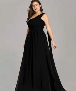 Ever-Pretty US Summer Dresses 2022 Custom Size Pleated One Shoulder Long Chiffon Evening Dress