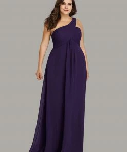 Ever-Pretty US Summer Dresses 2022 Custom Size Pleated One Shoulder Long Chiffon Evening Dress
