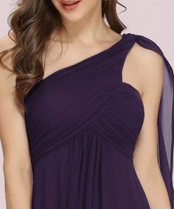 Ever-Pretty US Summer Dresses 2022 Custom Size Pleated One Shoulder Long Chiffon Evening Dress