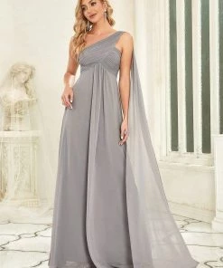 Ever-Pretty US Summer Dresses 2022 Custom Size Pleated One Shoulder Long Chiffon Evening Dress