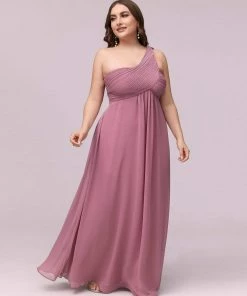Ever-Pretty US Plus Size Chiffon One Shoulder Formal Evening Dresses For Women Prom Dresses