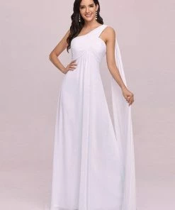 Ever-Pretty US Pleated One Shoulder Long Chiffon Evening Dress SHOP BY OCCASION