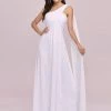 Ever-Pretty US Summer Dresses 2022 Pleated Bodice One Shoulder Simple Wedding Dress With Long Sash