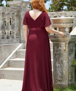 Ever-Pretty US White Dresses Custom Size Flutter Sleeves Chiffon Empire Waist Bridesmaid Dress 91 Ever-Pretty US White Dresses Custom Size Flutter Sleeves Chiffon Empire Waist Bridesmaid Dress