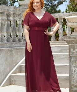 Ever-Pretty US White Dresses Custom Size Flutter Sleeves Chiffon Empire Waist Bridesmaid Dress 92 Ever-Pretty US White Dresses Custom Size Flutter Sleeves Chiffon Empire Waist Bridesmaid Dress