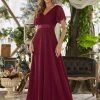 Ever-Pretty US Long Chiffon Empire Waist Bridesmaid Dress With Short Flutter Sleeves Evening Dresses & Gowns