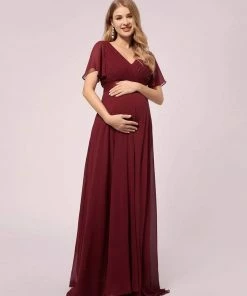 Ever-Pretty US Empire Bodice Pleated Maxi Bump Friendly Dress With Sleeves SHOP BY OCCASION