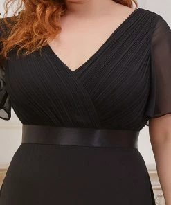 Ever-Pretty US Evening Dresses & Gowns Plus Size Empire Waist V Back Evening Dress With Short Sleeves