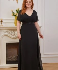 Ever-Pretty US White Dresses Custom Size Flutter Sleeves Chiffon Empire Waist Bridesmaid Dress 84 Ever-Pretty US White Dresses Custom Size Flutter Sleeves Chiffon Empire Waist Bridesmaid Dress