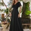 Ever-Pretty US Long Empire Waist Evening Dress With Short Flutter Sleeves Evening Dresses & Gowns