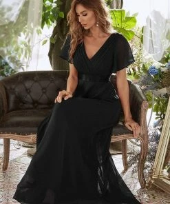 Ever-Pretty US Flutter Sleeves Empire Waist Long Chiffon Evening Dress SHOP BY OCCASION 75 Ever-Pretty US Flutter Sleeves Empire Waist Long Chiffon Evening Dress SHOP BY OCCASION