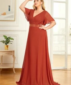 Ever-Pretty US White Dresses Custom Size Flutter Sleeves Chiffon Empire Waist Bridesmaid Dress 142 Ever-Pretty US White Dresses Custom Size Flutter Sleeves Chiffon Empire Waist Bridesmaid Dress