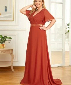 Ever-Pretty US Plus Size Simple Empire Waist Flutter Sleeve Evening Dress SHOP BY OCCASION