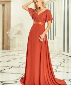Ever-Pretty US Flutter Sleeves Empire Waist Long Chiffon Evening Dress SHOP BY OCCASION 94 Ever-Pretty US Flutter Sleeves Empire Waist Long Chiffon Evening Dress SHOP BY OCCASION