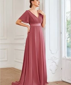 Ever-Pretty US Flutter Sleeves Empire Waist Long Chiffon Evening Dress SHOP BY OCCASION 59 Ever-Pretty US Flutter Sleeves Empire Waist Long Chiffon Evening Dress SHOP BY OCCASION