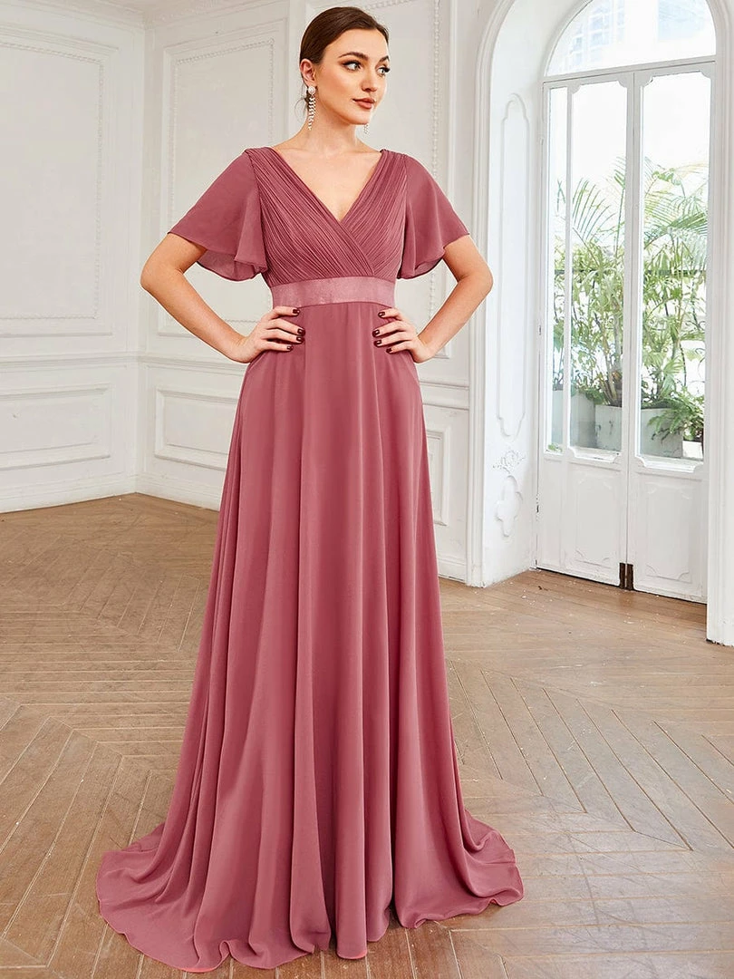Ever-Pretty US Flutter Sleeves Empire Waist Long Chiffon Evening Dress SHOP BY OCCASION 1 Ever-Pretty US Flutter Sleeves Empire Waist Long Chiffon Evening Dress SHOP BY OCCASION