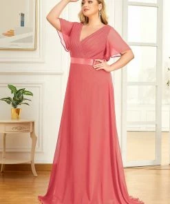 Ever-Pretty US White Dresses Custom Size Flutter Sleeves Chiffon Empire Waist Bridesmaid Dress 147 Ever-Pretty US White Dresses Custom Size Flutter Sleeves Chiffon Empire Waist Bridesmaid Dress