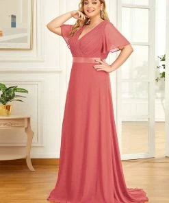 Ever-Pretty US Plus Size Simple Empire Waist Flutter Sleeve Evening Dress SHOP BY OCCASION