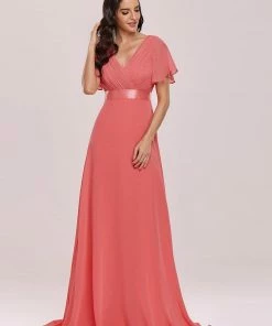 Ever-Pretty US Long Empire Waist Evening Dress With Short Flutter Sleeves Evening Dresses & Gowns 89 Ever-Pretty US Long Empire Waist Evening Dress With Short Flutter Sleeves Evening Dresses & Gowns