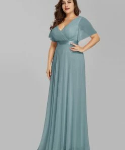 Ever-Pretty US White Dresses Custom Size Flutter Sleeves Chiffon Empire Waist Bridesmaid Dress 136 Ever-Pretty US White Dresses Custom Size Flutter Sleeves Chiffon Empire Waist Bridesmaid Dress