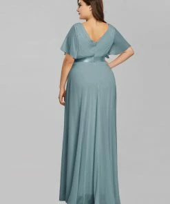 Ever-Pretty US Evening Dresses & Gowns Plus Size Empire Waist V Back Evening Dress With Short Sleeves