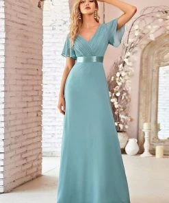 Ever-Pretty US Long Empire Waist Evening Dress With Short Flutter Sleeves Evening Dresses & Gowns 105 Ever-Pretty US Long Empire Waist Evening Dress With Short Flutter Sleeves Evening Dresses & Gowns