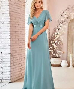Ever-Pretty US Long Empire Waist Evening Dress With Short Flutter Sleeves Evening Dresses & Gowns 106 Ever-Pretty US Long Empire Waist Evening Dress With Short Flutter Sleeves Evening Dresses & Gowns