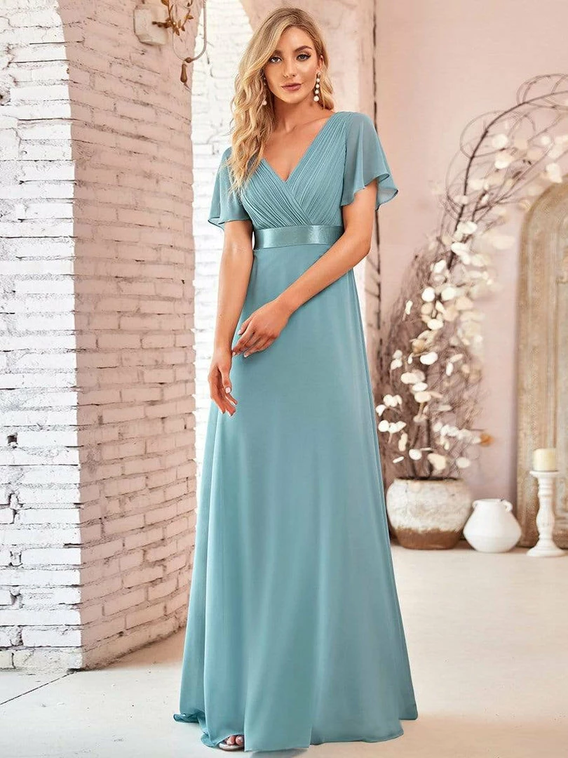 Ever-Pretty US Long Empire Waist Evening Dress With Short Flutter Sleeves Evening Dresses & Gowns 44 Ever-Pretty US Long Empire Waist Evening Dress With Short Flutter Sleeves Evening Dresses & Gowns