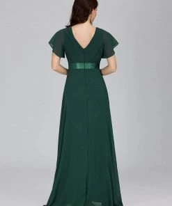 Ever-Pretty US Long Chiffon Empire Waist Bridesmaid Dress With Short Flutter Sleeves Evening Dresses & Gowns