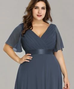 Ever-Pretty US White Dresses Custom Size Flutter Sleeves Chiffon Empire Waist Bridesmaid Dress 115 Ever-Pretty US White Dresses Custom Size Flutter Sleeves Chiffon Empire Waist Bridesmaid Dress