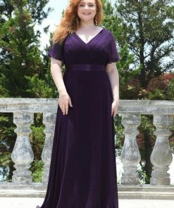 Ever-Pretty US White Dresses Custom Size Flutter Sleeves Chiffon Empire Waist Bridesmaid Dress 107 Ever-Pretty US White Dresses Custom Size Flutter Sleeves Chiffon Empire Waist Bridesmaid Dress